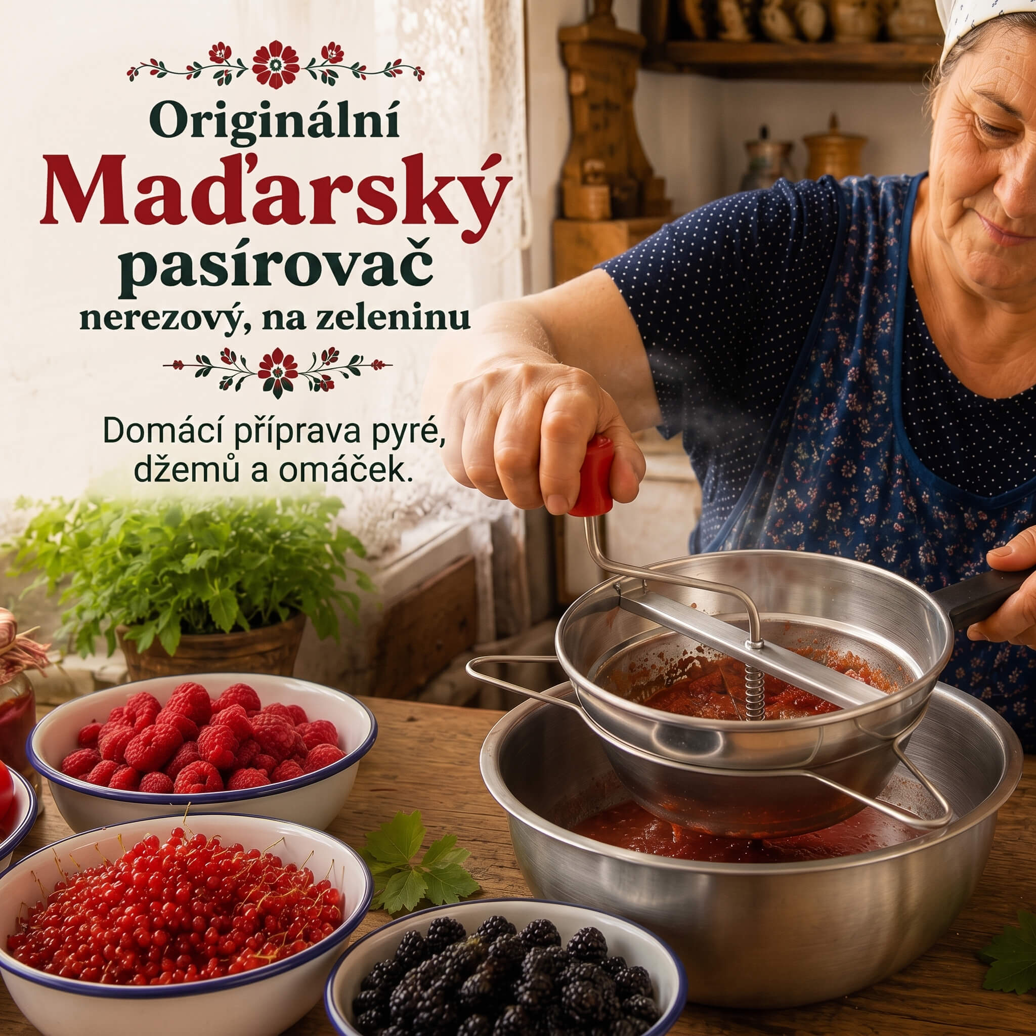 Pasírovač ORIGINAL se 3 nástavci: jemné omáčky, protlaky a ovocná pyré bez zbytečné námahy