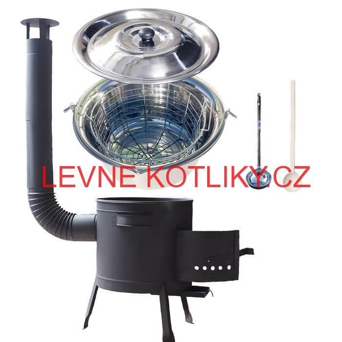 Nerezový kotlík 30 L (0,8 mm zesílený) + drátěný koš + žáruvzdorná kotlina 45 PLUS 600