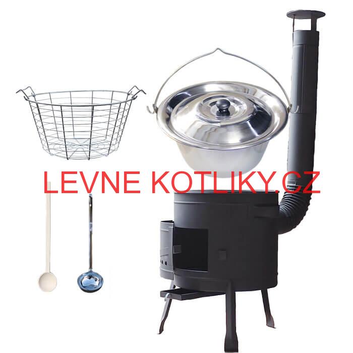 Nerezový kotlík 30 L (0,8 mm zesílený) + drátěný koš + žáruvzdorná kotlina 45 PLUS 600