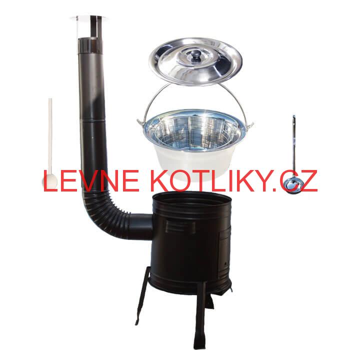 Nerezový kotlík 20 L (0,8 mm) + drátěný koš + smaltovaná kotlina 42 Easy party (SMALT)