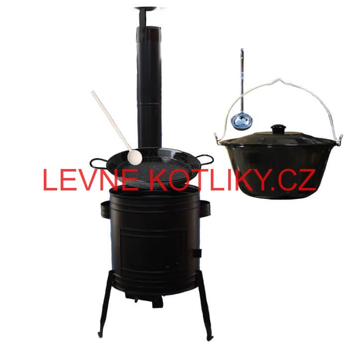 Paella smaltovaná pánev 34 cm se smaltovaným kotlíkem 10 L (1,2 mm) a kotlinou