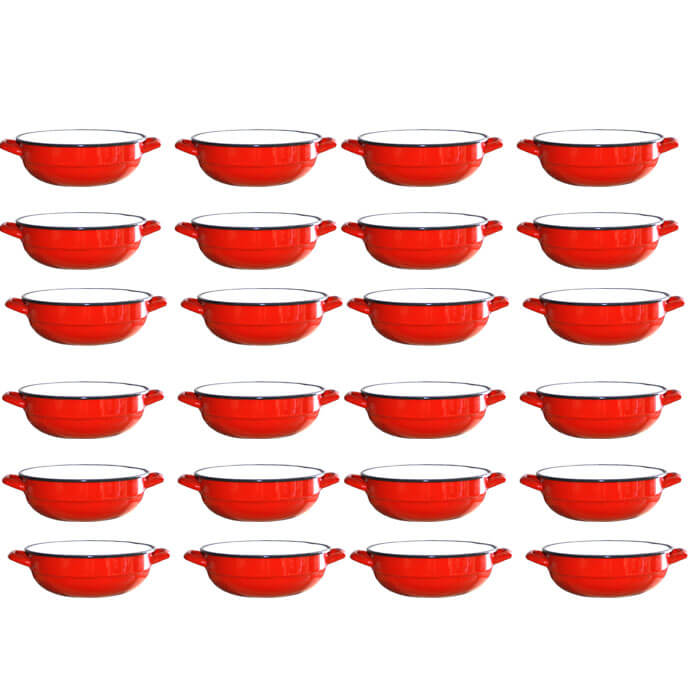 Souprava smaltovaných selských misek 16 cm 24 ks