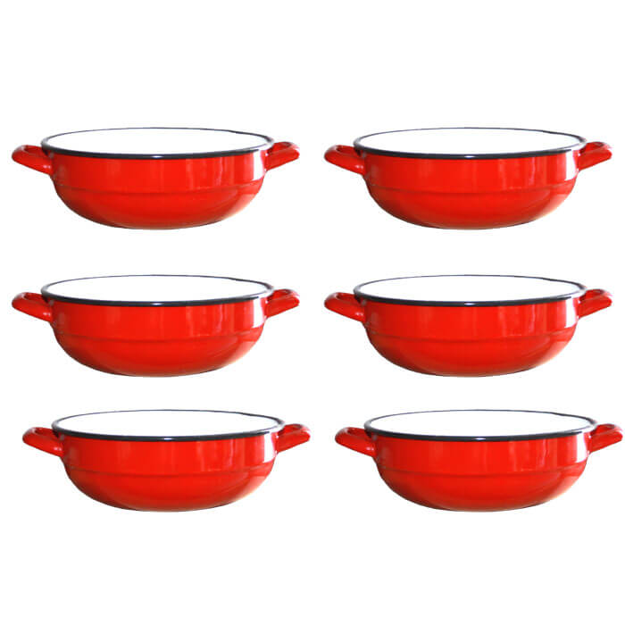 Souprava smaltovaných selských misek 18 cm 6 ks