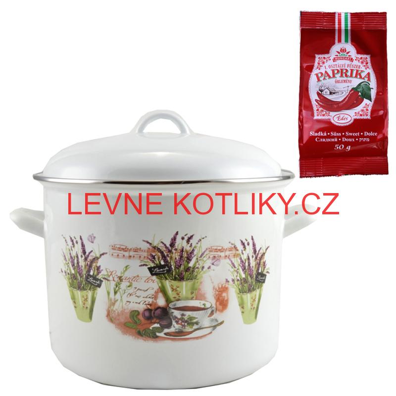 Smaltovaný hrnec s poklicí 10,4 L levandule + sladká paprika GURMÁN 50 g