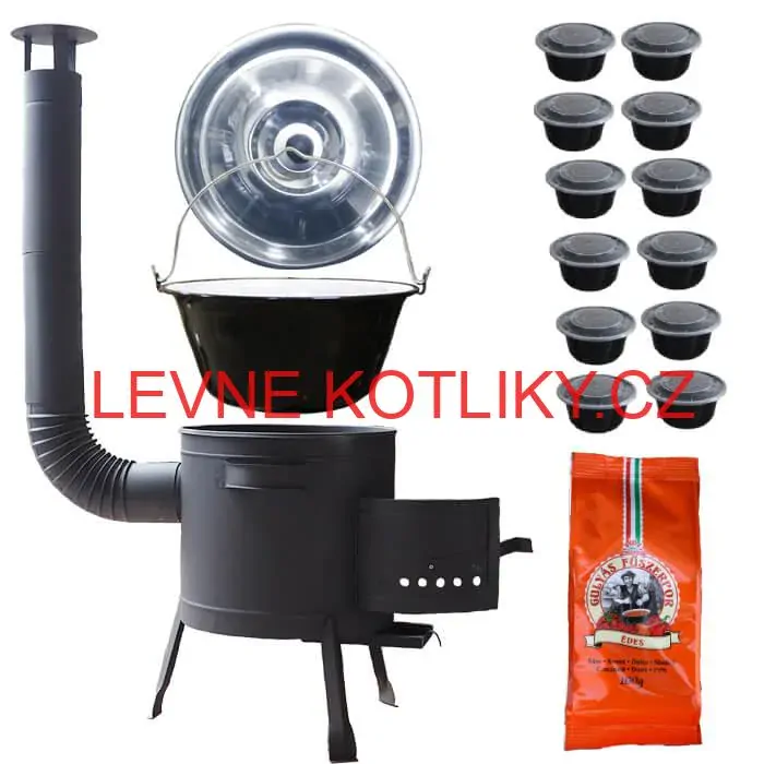 Smaltovaný kotlík 25 L (1,2 mm) + silnostěnná (1,5 mm) žáruvzdorná kotlina BALKY STRONG 42 PLUS 600 + misky 12 ks + paprikové koření na guláš 100 g