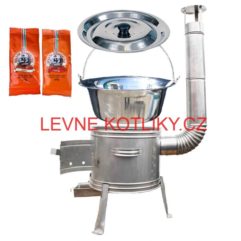 Nerezový kotlík 22 L (0,8 mm) INOX + Nerezová kotlina 42 INOX + paprikový pepř na guláš - MIX 100 g