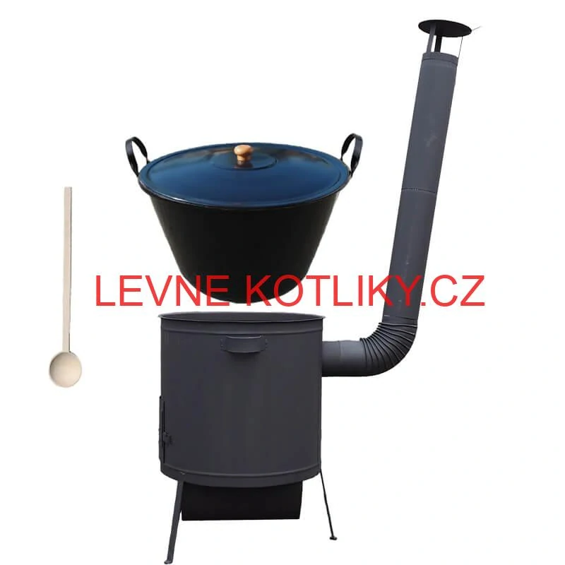Smaltovaný kotel 60 L na zabijačku + žáruvzdorná kotlina 53 PLUS 600 4 MM + vařečka