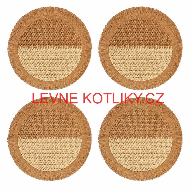 Přírodní podložky pod talíř se třásněmi 37 cm, 4 ks