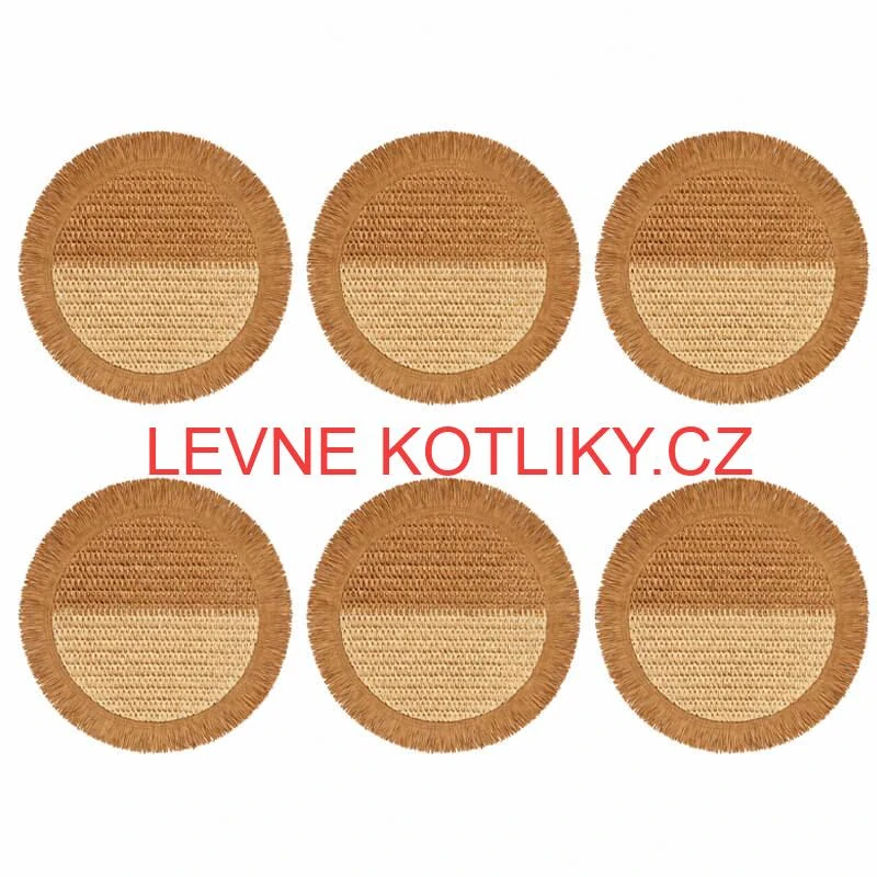 Přírodní podložky pod talíř se třásněmi 37 cm, 6 ks