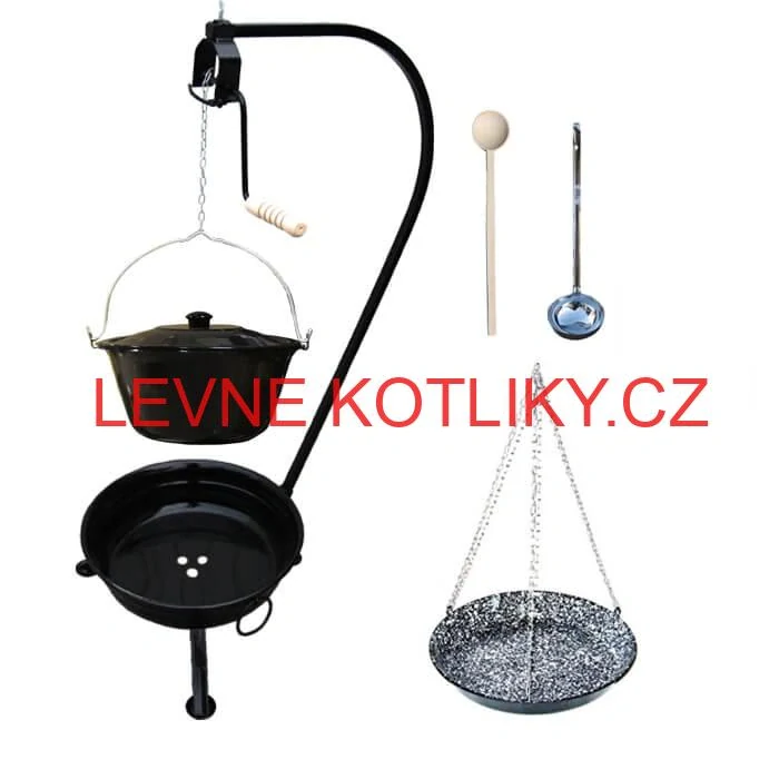 Smaltovaný kotlík 25 L (1,2 mm) + smaltovaná pánev + přenosné ohniště
