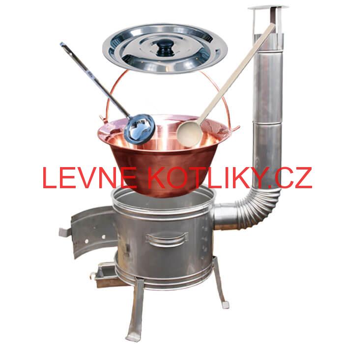 Měděný kotlík 20 L + nerezová kotlina 39 cm TOPLUX