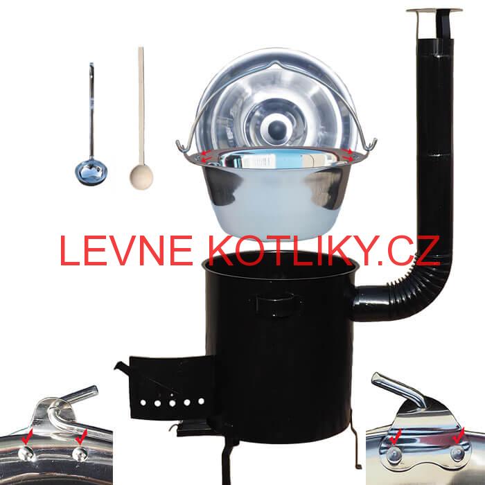 Nerezový kotlík 20 L (0,8 mm) zesílený s nýty + hrubostěnná (1,5 mm) kovová kotlina 42 STRONG