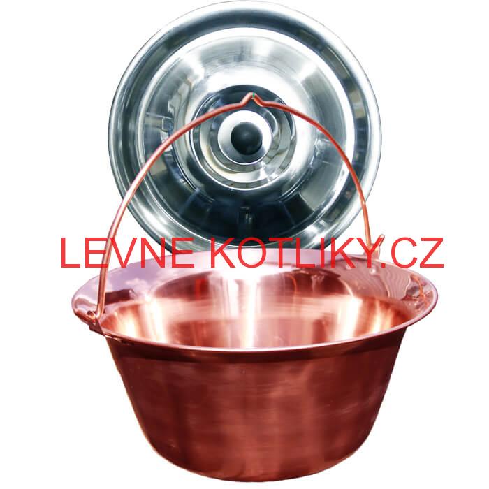 Měděný kotlík 10 L (1,2 mm) + nerezová poklice