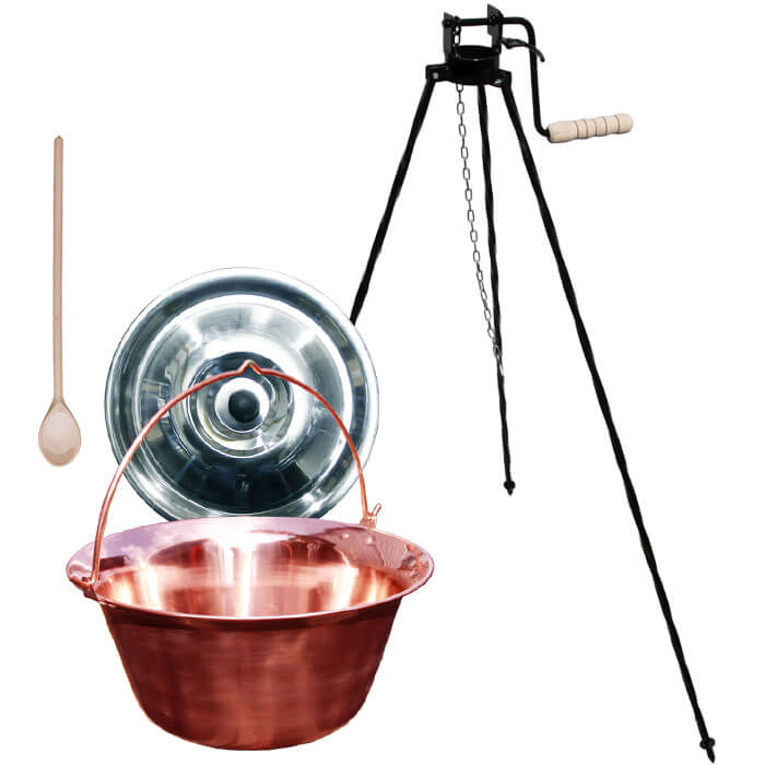 Měděný kotlík 30 L (1,2 mm) + stojan s kladkou VAR