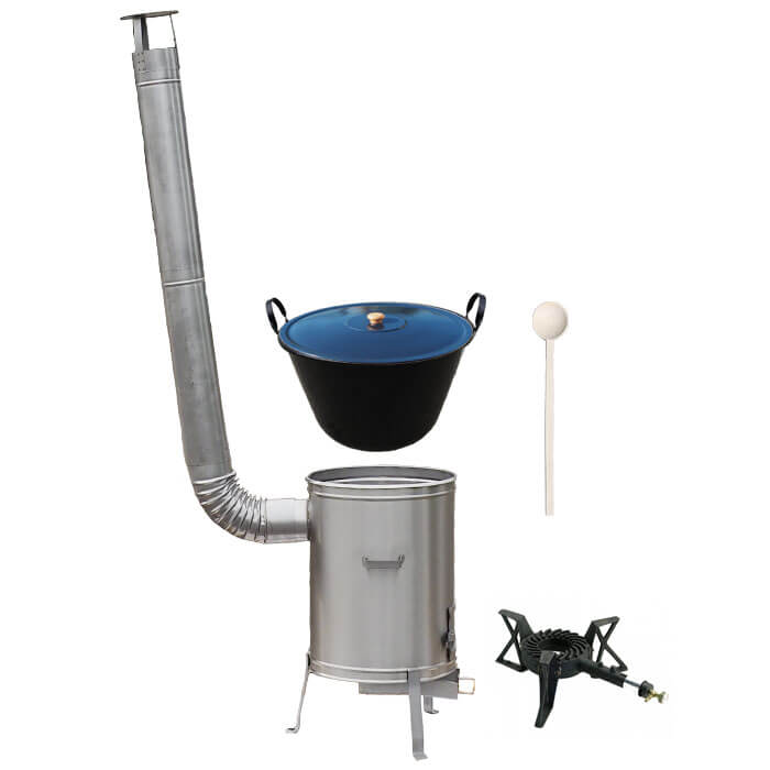 Zabijačkový smaltovaný kotel 100 L + nerezová kotlina 60 cm + hořák 7 kW