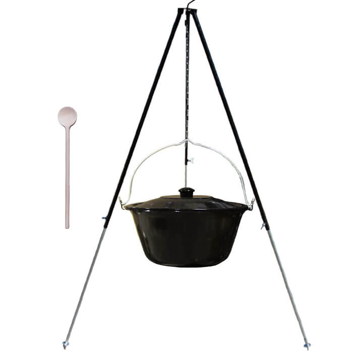 Smaltovaný kotlík 30 L + teleskopicka trojnožka 1,7 m