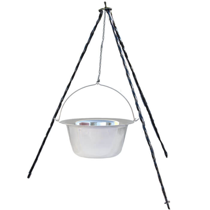 Nerezový kotlík (INOX 0,8 mm) 6 L + trojnožka 1 m