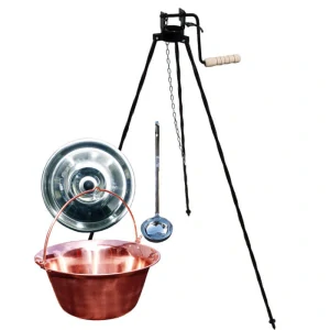 Měděný kotlík 20 L (1,2 mm) + poklice + stojan s kladkou VAR