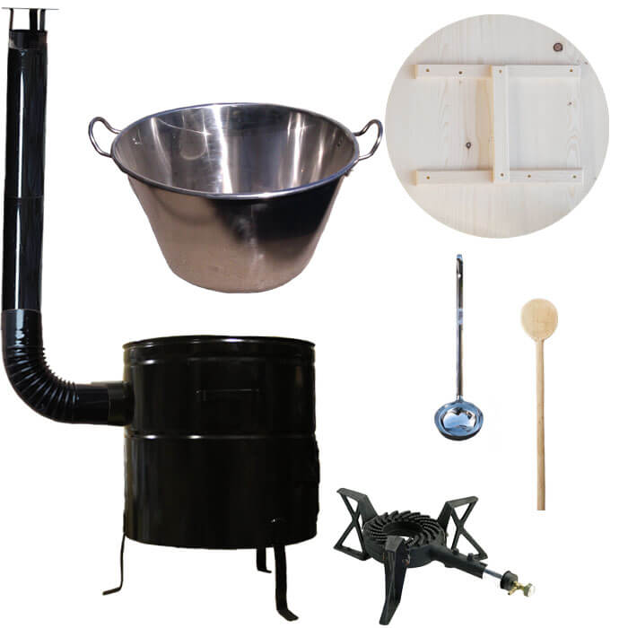 Zabijačkový nerezový kotel 100 L + kovová kotlina 60 cm + litinový hořák