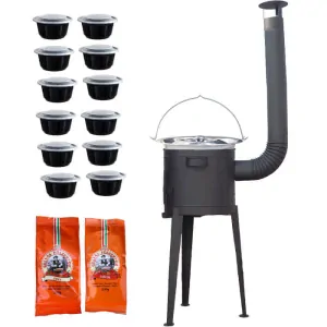 Nerezový kotlík 22 L (0,8 mm) INOX + vysoká žáruvzdorná kotlina 42 cm PLUS 600 + misky 12 ks + 2 x pepř na guláš 100 g