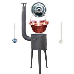 Měděný kotlík 20 L (1,2 mm) + vysoká žáruvzdorná kotlina (2,0 mm) HODO 42 cm PLUS 600 + vařečka + naběračka