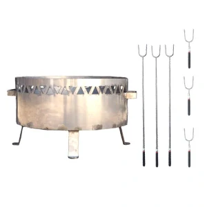Přenosné ohniště nerezové (1,5 mm) FIFO + Vidličky na opékání teleskopické 6 ks
