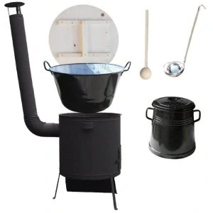 Smaltovaný kotel 100 L + žáruvzdorná kotlina 60 PLUS 600 4 MM + nádoba na sádlo 10 L