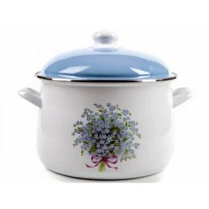 Smaltovaný hrnec s květinovým vzorem – Pomněnka 7,5 l + poklice