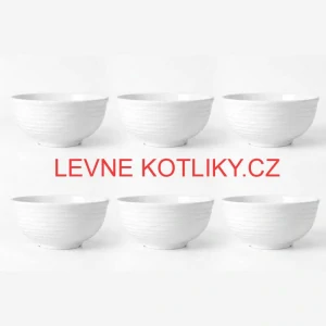 Sada 6 ks: Prémiové bílé misky s kamennou strukturou (750 ml)