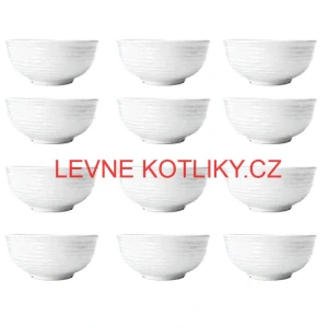 Sada 12 ks: Prémiové bílé misky s kamennou strukturou (750 ml)