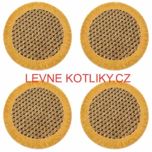 Přírodní podložky pod talíř se třásněmi 37 cm, 4 ks