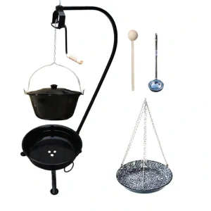 Smaltovaný kotlík 16 L (1,2 mm) + smaltovaná pánev + přenosné ohniště