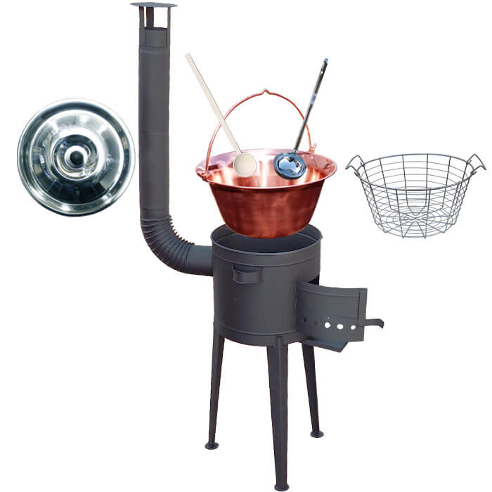 Měděný kotlík 20 L (1,2 mm) + drátěný koš + vysoká + žáruvzdorná kotlina 42 PLUS 600