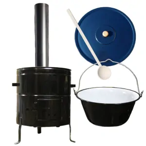 Smaltovaný kotlík 50 L (1,2 mm) + kovová kotlina 50 CLASSIC (KOV) + kouřovod Max Party