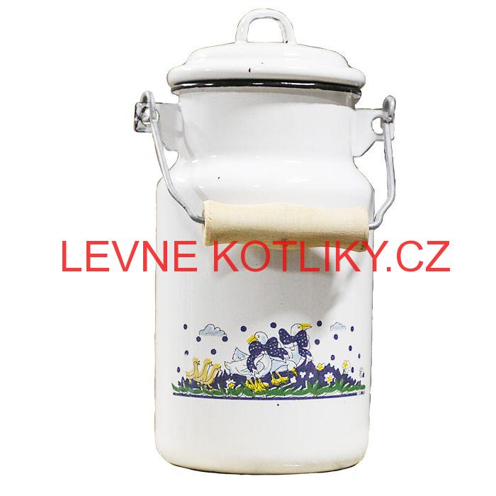 Smaltovaná konvice na mléko 1 L Kachničky