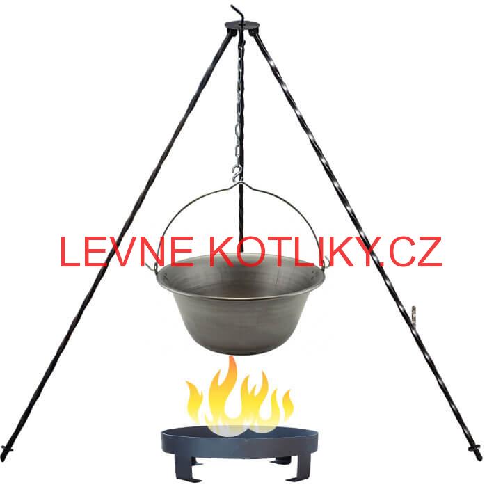 Železný kotlík 20 L (0,75 mm) + trojnožka 1,2 m + ohniště 36 cm