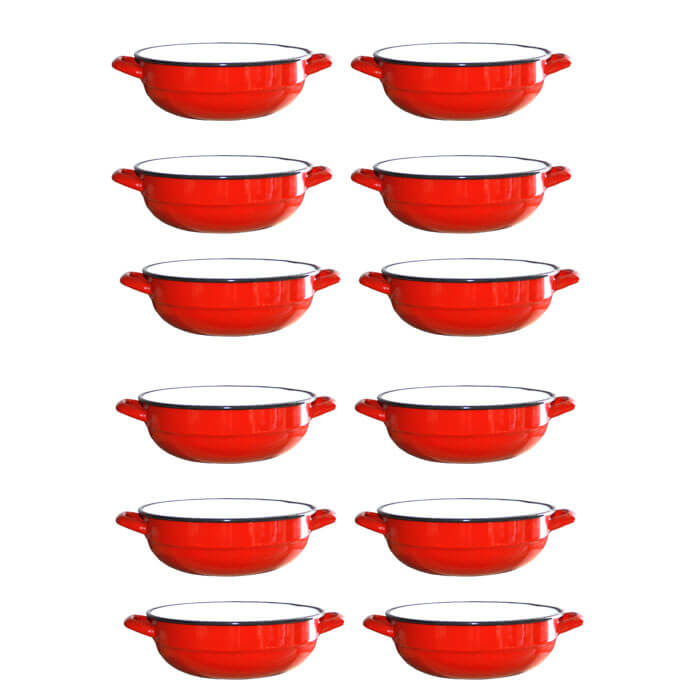 Souprava smaltovaných selských misek 16 cm 24 ks
