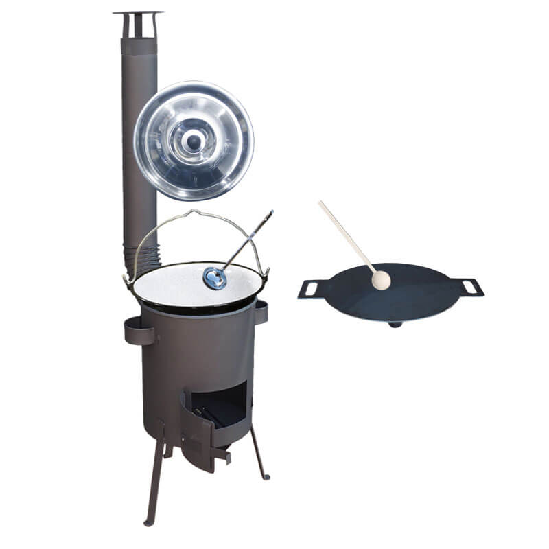 Smaltovaný kotlík 20 L + železná pánev 44 cm UNI + žáruvzdorná kotlina kotlina 42 cm PLUS 600 4 MM