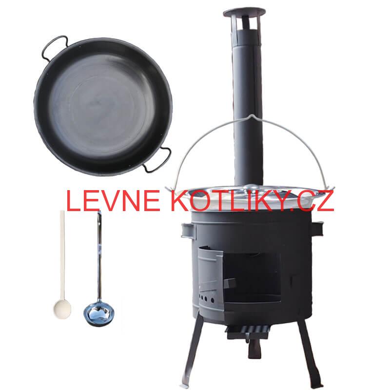 Nerezový kotlík 20 L (1,2 mm) + železná pánev 46 cm WOK + nízká žáruvzdorná kotlina 42 cm PLUS 600