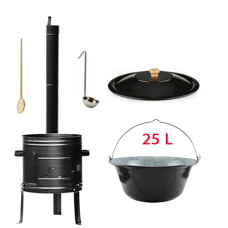Smaltovaný kotlík 25 L + kovová kotlina 42 KOV
