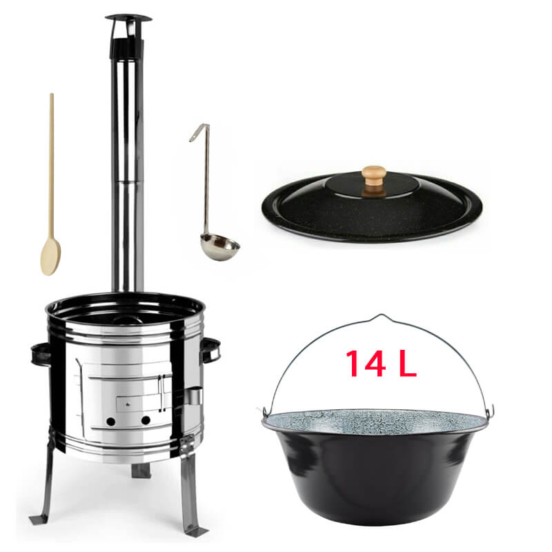 Smaltovaný kotlík 14 L + nerezová kotlina 36 INOX