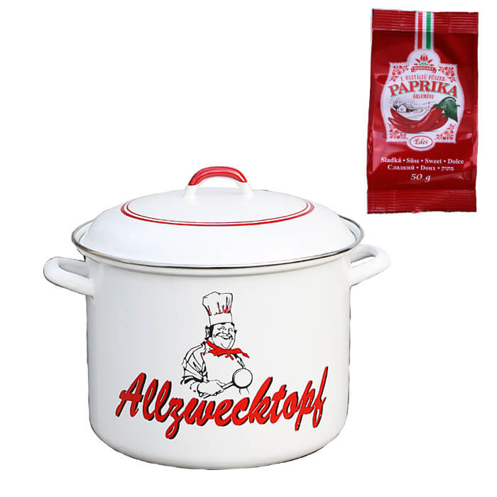 Smaltovaný hrnec s poklicí 13 L kuchař + sladká paprika GURMÁN 50 g