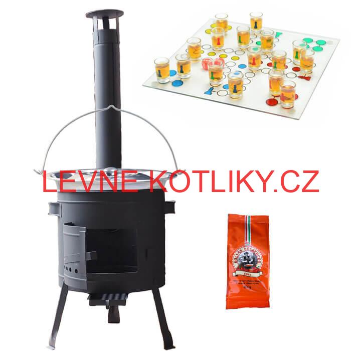 Nerezový kotlík 14 L (0,8 mm) + pepř + člověče pi už + nízká žáruvzdorná kotlina 36 PLUS 600