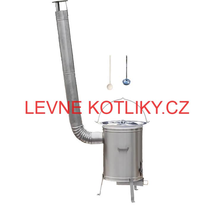 Nerezový kotlík 14 L (0,8 mm) + nerezová kotlina 36 cm + vařečka a naběračka LUX
