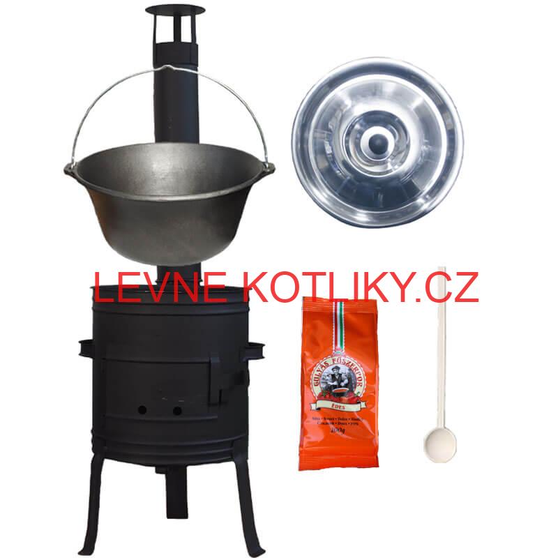 Litinový kotlík 10,8 L + kotlina 33 cm (1 mm) + žáruvzdorná barva Plus 700