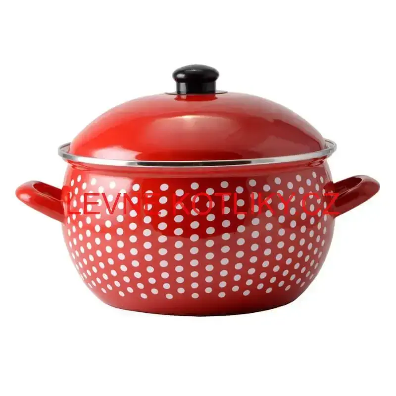 Smaltovaný hrnec 4,8 l červený 20 cm (tečkovaný)