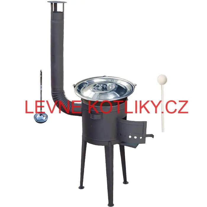 Nerezový kotlík 20 L (1,5 mm) + vysoká žáruvzdorná kotlina (1,5 mm) HODO 42 cm PLUS 600 + vařečka + naběračka