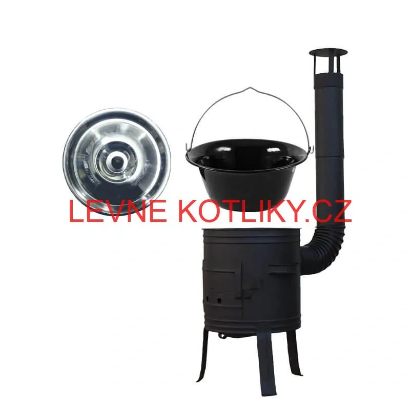 Smaltovaný kotlík 11 L BLACK + nerezová poklice INOX + žáruvzdorná kotlina 33 cm Plus 700