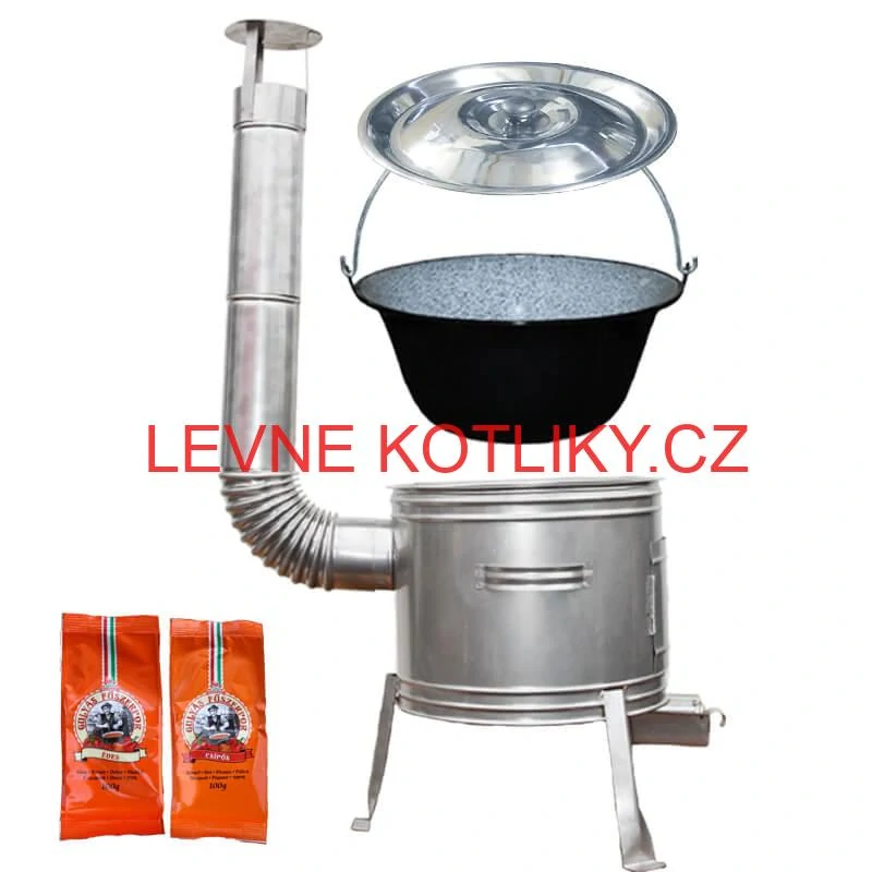 Smaltovaný kotlík 22 L + Nerezová kotlina 42 INOX + paprikový pepř na guláš - MIX 100 g