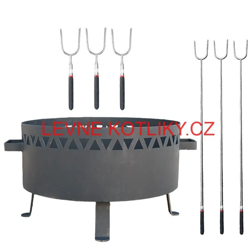 Přenosné ohniště kov (1,5 mm) FIFO žáruvzdorná barva PLUS 600 + Vidličky na opékání teleskopické 6 ks
